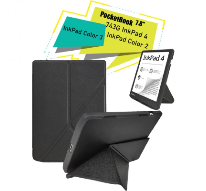 BeCover Чохол до електронної книги BeCover Ultra Slim Origami PocketBook 743G InkPad 4/InkPad Color 2/InkPad Color 3 (7.8") Black (713082)