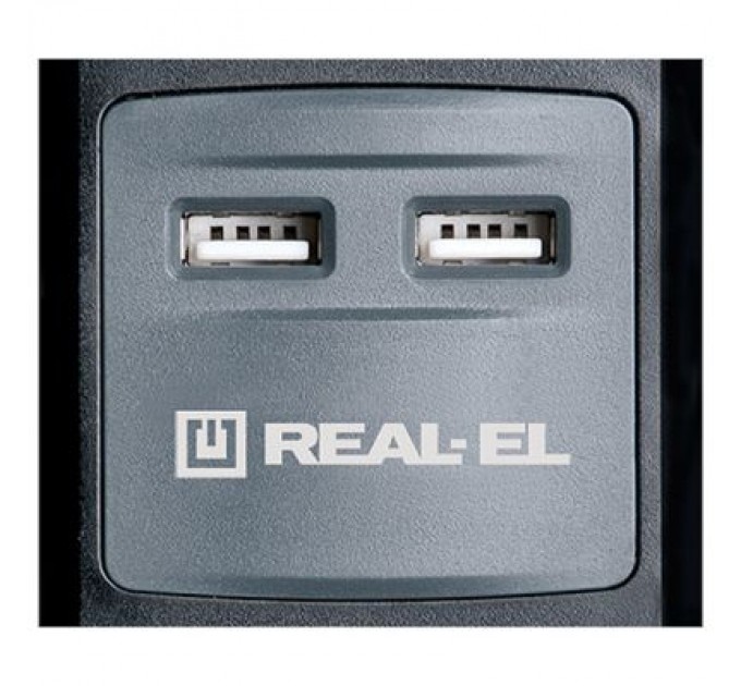 REAL-EL Мережевий подовжувач REAL-EL RS-3 USB CHARGE 1.8m, black (EL122500001)