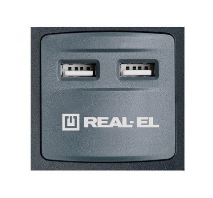 REAL-EL Мережевий фільтр живлення REAL-EL RS-8F USB CHARGE 3m, black (EL122300004)
