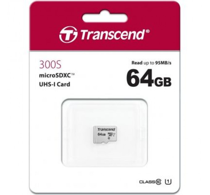 Transcend Карта пам'яті Transcend 64GB microSDXC class 10 UHS-I U1 (TS64GUSD300S)