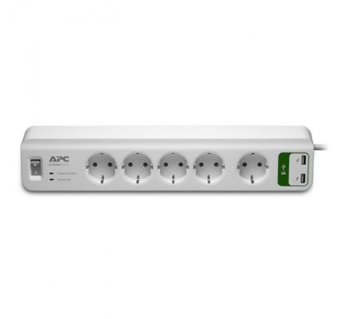 APC Мережевий фільтр живлення APC Essential SurgeArrest 5 outlets ++ 2 USB (5V, 2.4A) (PM5U-RS)