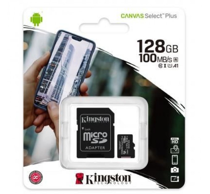 Карта пам'яті Kingston 128GB micSDXC class 10 A1 Canvas Select Plus (SDCS2/128GB)