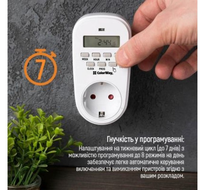 ColorWay Розумна розетка ColorWay CW-STE01-7D