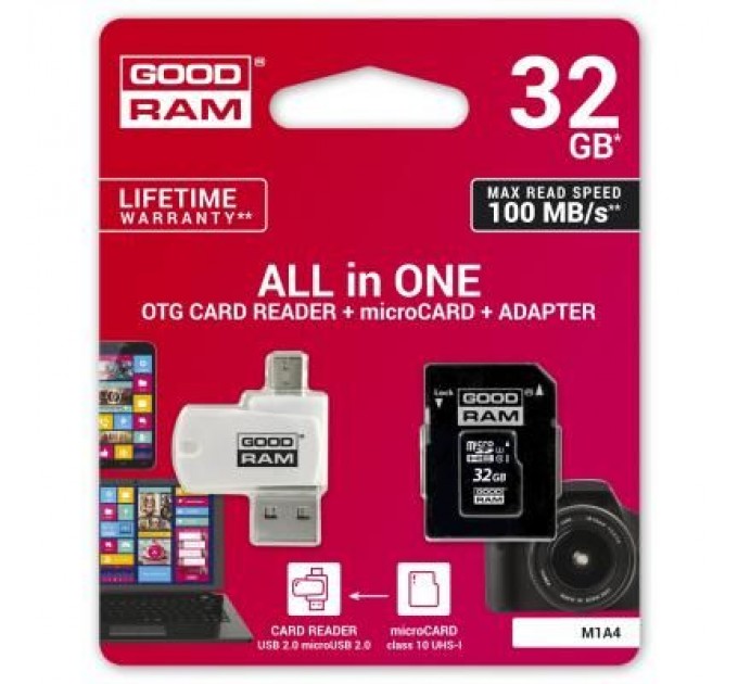 Goodram Карта пам'яті Goodram 32GB microSDHC class 10 UHS-I (M1A4-0320R12)