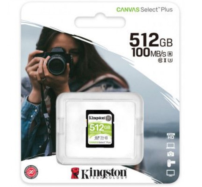 Kingston Карта пам'яті Kingston 512GB SDXC class 10 UHS-I U3 Canvas Select Plus (SDS2/512GB)