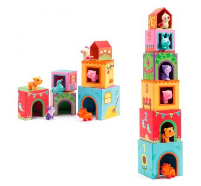 Djeco Набір для творчості Djeco Топанимо ферма 6 кубиков +6 животных (DJ09108)