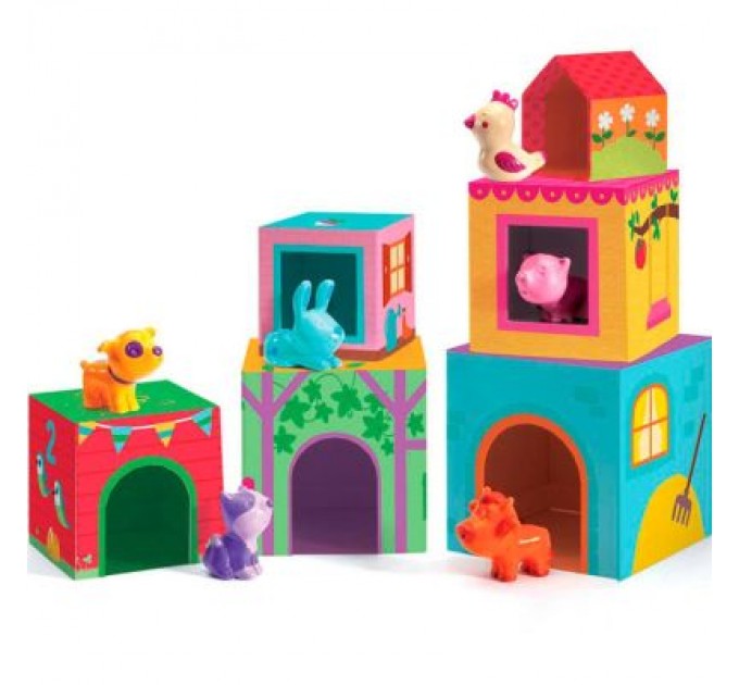 Djeco Набір для творчості Djeco Топанимо ферма 6 кубиков +6 животных (DJ09108)