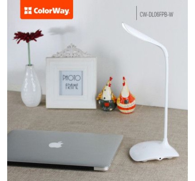 ColorWay Настільна лампа ColorWay LED Portable & Flexible with built-in accumulator 500mAh (CW-DL06FPB-W)