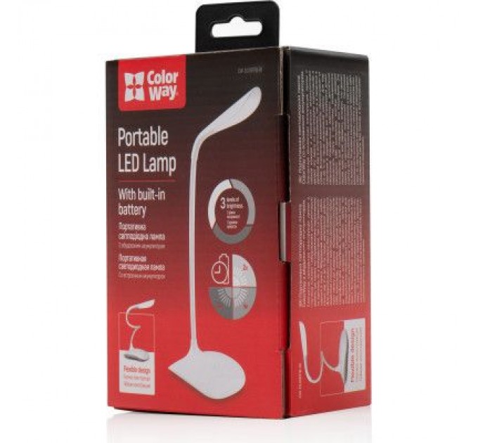 ColorWay Настільна лампа ColorWay LED Portable & Flexible with built-in accumulator 500mAh (CW-DL06FPB-W)