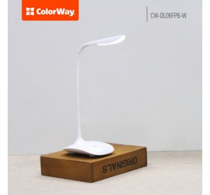 ColorWay Настільна лампа ColorWay LED Portable & Flexible with built-in accumulator 500mAh (CW-DL06FPB-W)