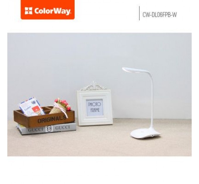 ColorWay Настільна лампа ColorWay LED Portable & Flexible with built-in accumulator 500mAh (CW-DL06FPB-W)