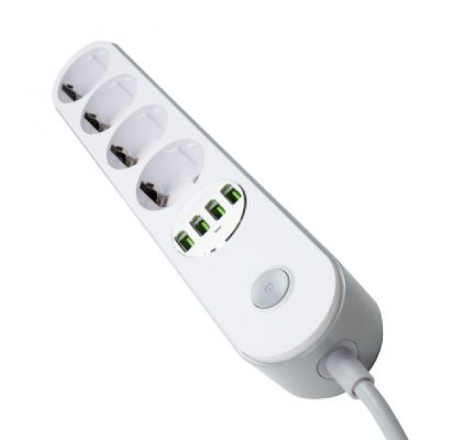 ColorWay Мережевий фільтр живлення ColorWay CW-CHE44W, 4 розетки/4USB White 2M (CW-CHE44W)