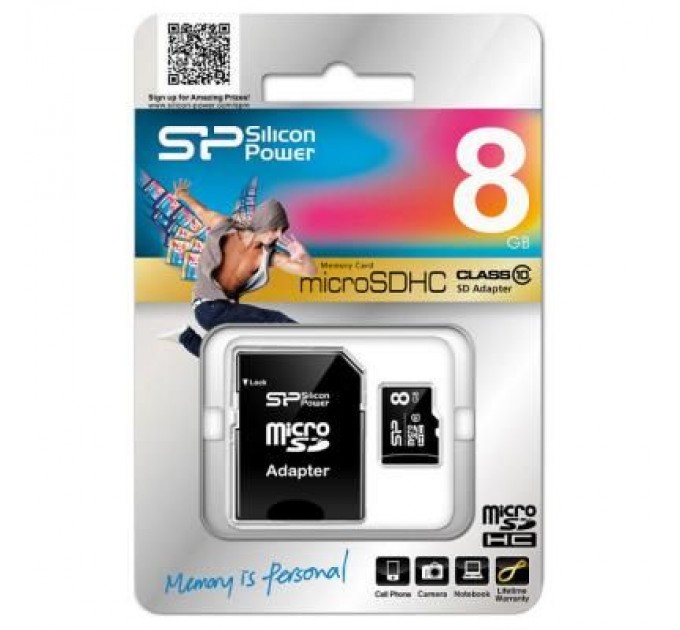 Silicon Power Карта пам'яті Silicon Power 8GB microSD class 10 (SP008GBSTH010V10SP)