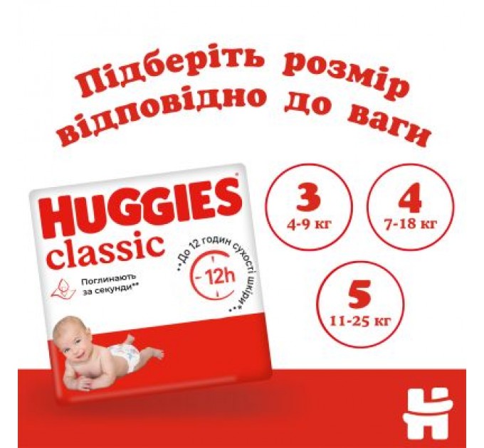 Huggies Підгузки Huggies Classic 5 (11-25 кг) Jumbo 42 шт (5029053543185)