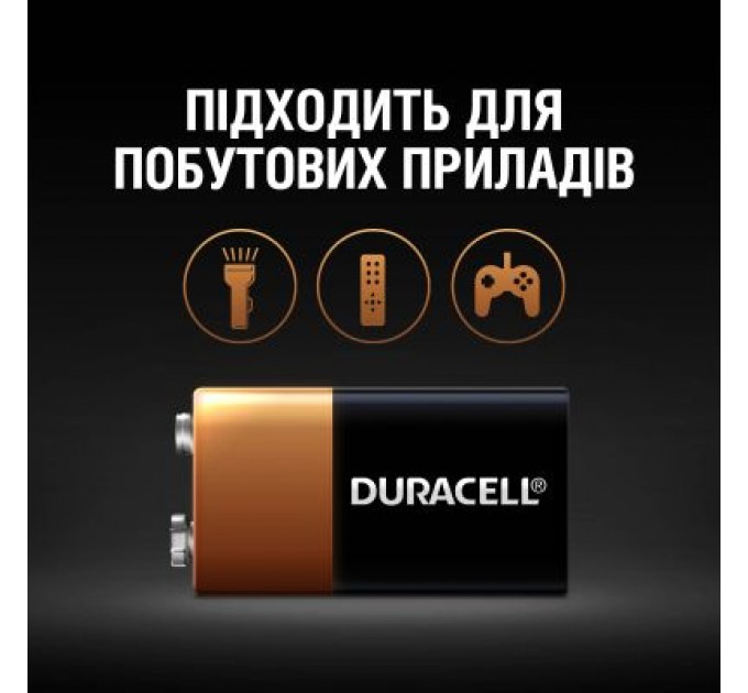 Duracell Батарейка Duracell 9V лужна 1шт. в упаковці (5000394066267 / 81483681)