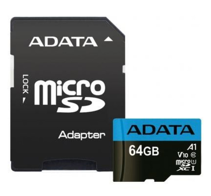 ADATA Карта пам'яті ADATA 64GB microSD class 10 UHS-I A1 Premier (AUSDX64GUICL10A1-RA1)