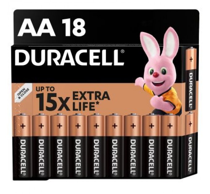 Duracell Батарейка Duracell AA лужні 18 шт. в упаковці (5000394107519 / 5006192)