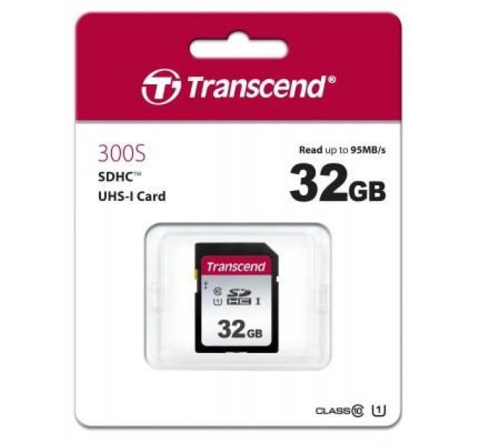 Transcend Карта пам'яті Transcend 32GB SDHC class 10 UHS-I U1 (TS32GSDC300S)