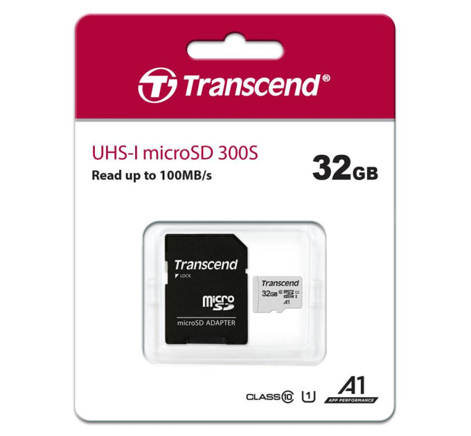 Transcend Карта пам'яті Transcend 32GB microSDHC class 10 UHS-I U1 (TS32GUSD300S-A)