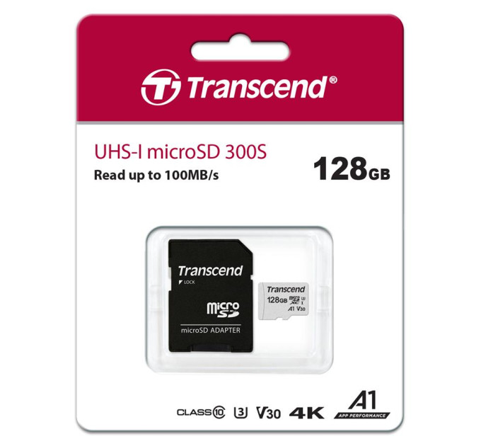 Transcend Карта пам'яті Transcend 128GB microSDXC class 10 UHS-I U3 (TS128GUSD300S-A)