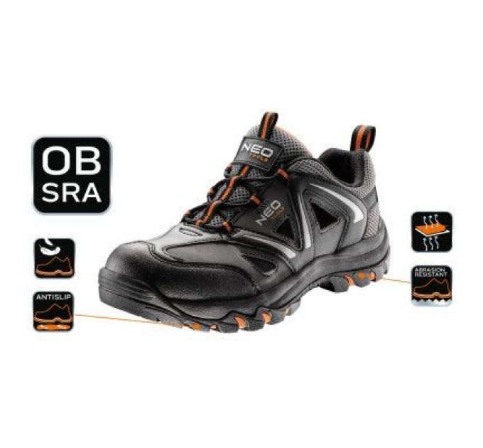 Черевики робочі Neo Tools кросівки дихаючі, підошва EVA, клас захисту OB, SRA, р.43 (82-724)