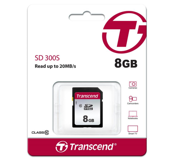 Transcend Карта пам'яті Transcend 8GB SDHC class 10 (TS8GSDC300S)