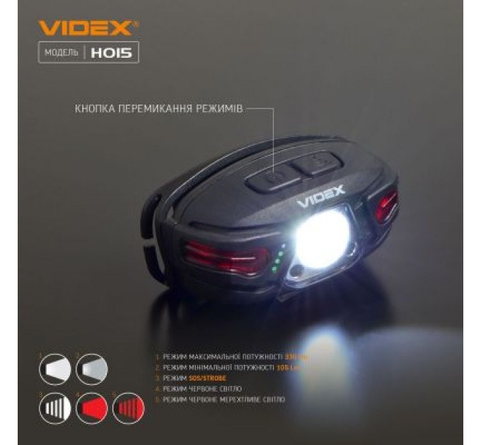Ліхтар Videx 330Lm 5000K (VLF-H015)