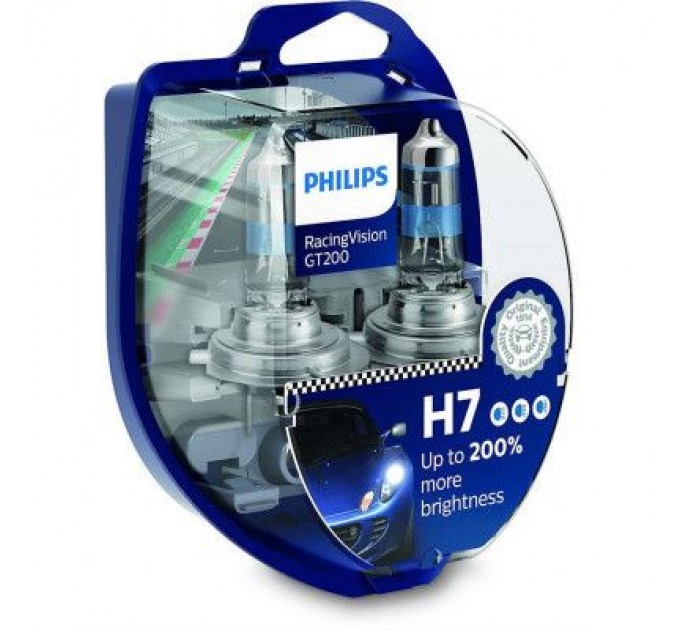 Philips Автолампа Philips H7 RACING VISION +200%, 2 шт блістер (12972RGTS2)
