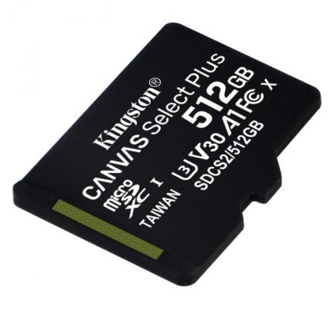 Карта пам'яті Kingston 512GB microSDXC class 10 UHS-I U3 V30 A1 Canvas Select Plus (SDCS2/512GBSP)