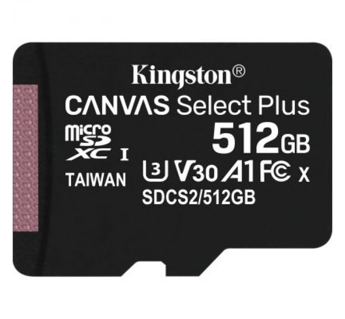 Карта пам'яті Kingston 512GB microSDXC class 10 UHS-I U3 V30 A1 Canvas Select Plus (SDCS2/512GBSP)