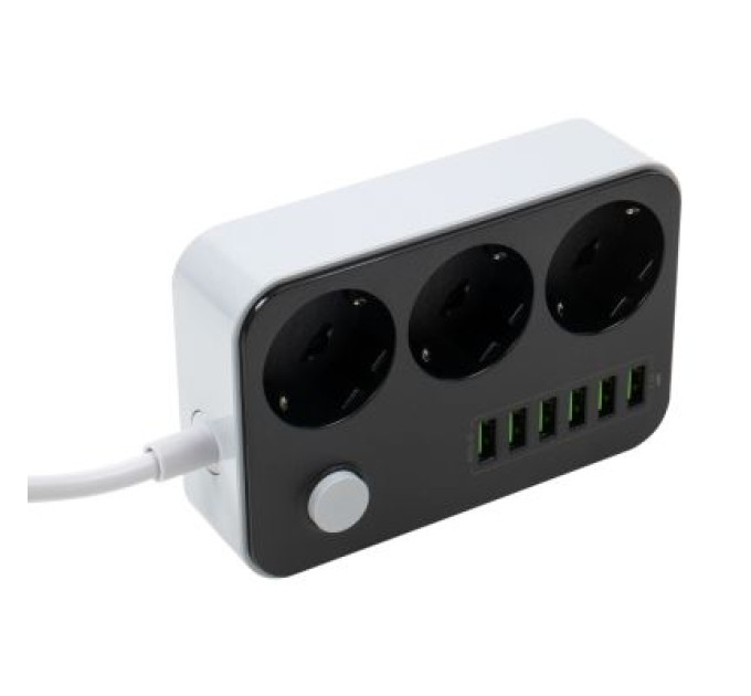 ColorWay Мережевий фільтр живлення ColorWay CW-CHЕ36B, 3 розетки/6USB Black 1.8M (CW-CHE36B)
