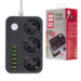 ColorWay Мережевий фільтр живлення ColorWay CW-CHЕ36B, 3 розетки/6USB Black 1.8M (CW-CHE36B)