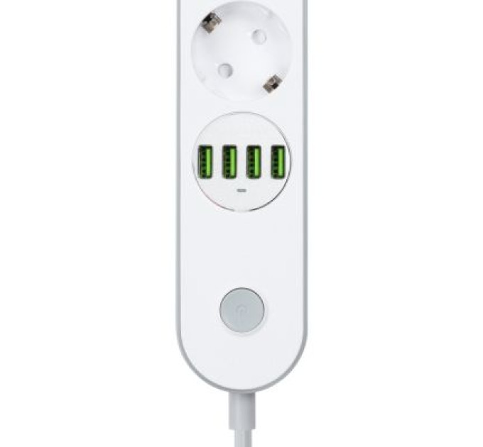 ColorWay Мережевий фільтр живлення ColorWay CW-CHE44W, 4 розетки/4USB White 2M (CW-CHE44W)