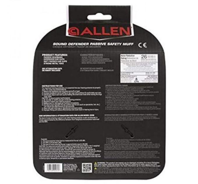 Allen Навушники для стрільби Allen Сomfort Passive Black/Grey (2336)