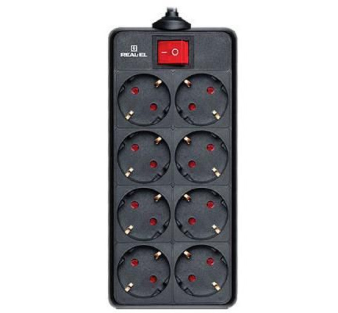 REAL-EL Мережевий фільтр живлення REAL-EL REAL-EL RS-8 PROTECT, 3m, black (EL122300022)