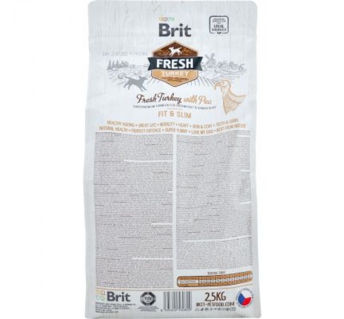 Brit Fresh Сухий корм для собак Brit Fresh Turkey/Pea Light Fit and Slim Adult 2.5 кг (8595602530809)