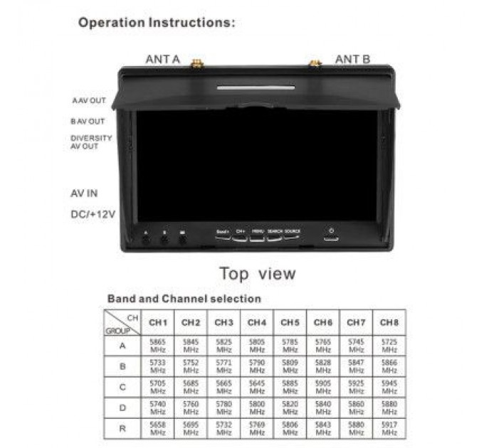 Монітор FPV Foxeer LCD5802D DVR 5.8GHz 40CH (MR1705/HP039-0014)