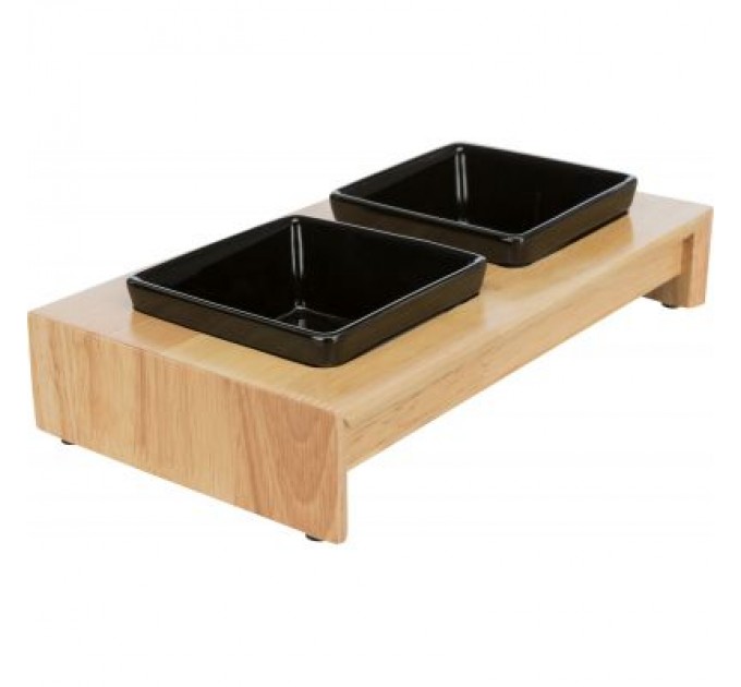 Trixie Посуд для собак Trixie дерев'яна підставка з мисками 200 мл (28*5*15 см) (4011905248202)