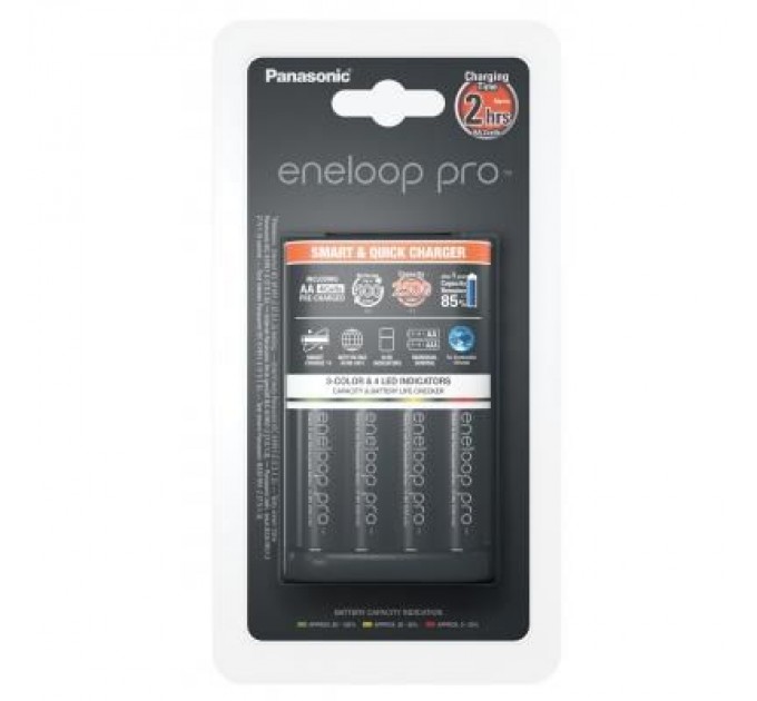Panasonic Зарядний пристрій для акумуляторів Panasonic Smart-Quick Charger+Eneloop Pro +4*AA 2500 mAh NI-MH (K-KJ55HCD40E)