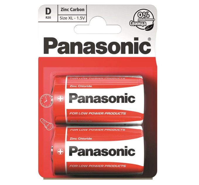 Panasonic Батарейка Panasonic D R20 RED ZINK * 2 (R20REL/2BPR)