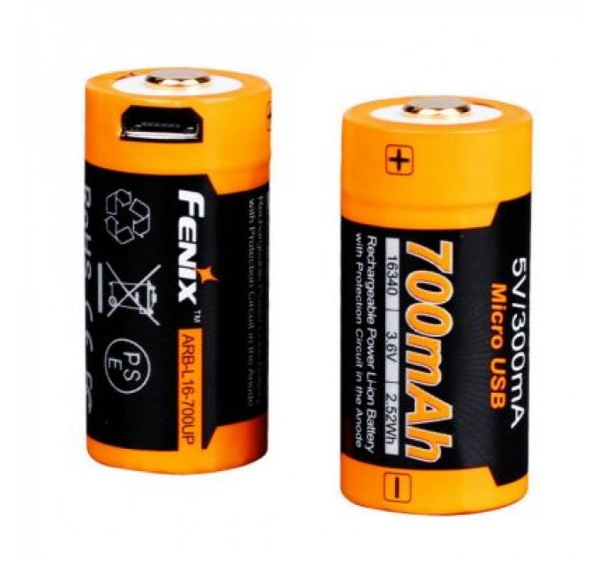 Fenix Акумулятор Fenix 16340  700 UP mAh Li-ion micro usb (ARB-L16-700UP)