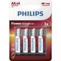 Philips Батарейка Philips AA LR6 Power Alkaline * 4 (LR6P4B/10)