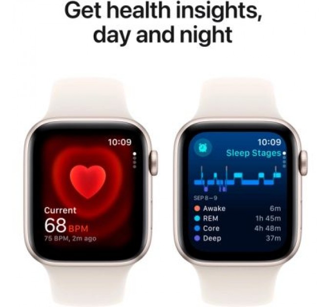 Apple Смарт-годинник Apple Watch SE 2024 GPS 40mm Starlight Aluminium Case with Starlight Sport Band - S/M (MXEF3QH/A)