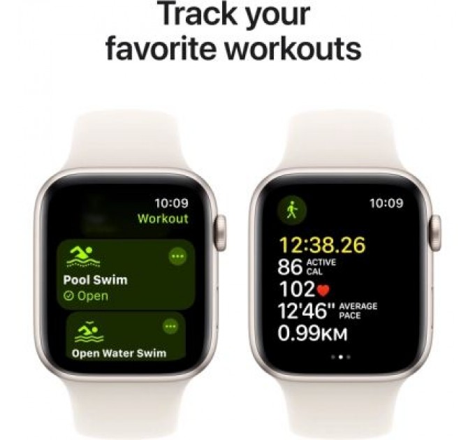 Apple Смарт-годинник Apple Watch SE 2024 GPS 40mm Starlight Aluminium Case with Starlight Sport Band - S/M (MXEF3QH/A)