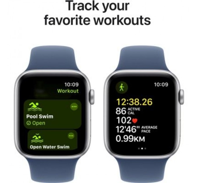 Apple Смарт-годинник Apple Watch SE 2024 GPS 44mm Silver Aluminium Case with Denim Sport Band - M/L (MXER3QH/A)