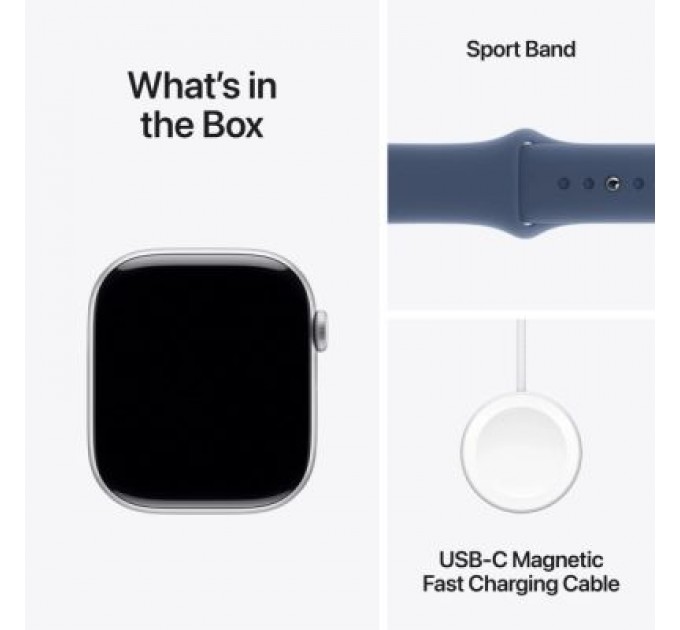 Apple Смарт-годинник Apple Watch Series 10 GPS 46mm Silver Aluminium Case with Denim Sport Band - M/L (MWWM3QH/A)