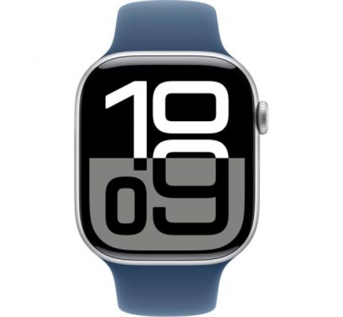 Apple Смарт-годинник Apple Watch Series 10 GPS 46mm Silver Aluminium Case with Denim Sport Band - M/L (MWWM3QH/A)