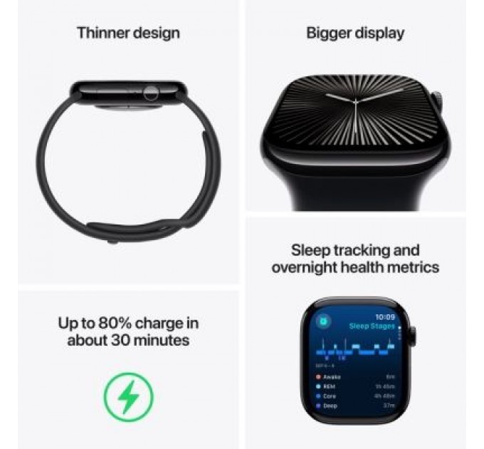 Apple Смарт-годинник Apple Watch Series 10 GPS 46mm Silver Aluminium Case with Denim Sport Band - M/L (MWWM3QH/A)