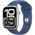Apple Смарт-годинник Apple Watch Series 10 GPS 46mm Silver Aluminium Case with Denim Sport Band - M/L (MWWM3QH/A)