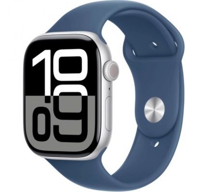 Apple Смарт-годинник Apple Watch Series 10 GPS 46mm Silver Aluminium Case with Denim Sport Band - M/L (MWWM3QH/A)